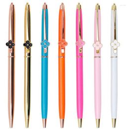 100pcs Slim Metal Ballpoint Pen Vintage Colorful Ball Flower Clip For Business Writing Office School Supplies Stationery