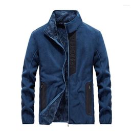 Men's Jackets Coral Fleece Jacket Men Spring Autumn Loose Solid Colour Print Outwear Male Casual Bomber Military Tactical Army