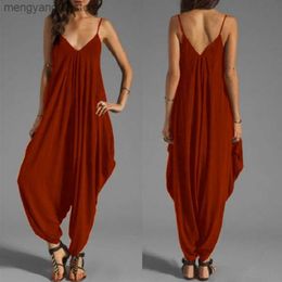 Women's Jumpsuits Rompers Women Summer Solid Colour Jumpsuits Ankle-Length Playsuit Sexy V-Neck Sleeveless Jumpsuits Female Casual Loose Rompers Size S-5XL T230504