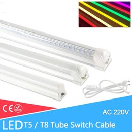 2pcs/lot светодиодная трубка T5 T8 Интегрированная световая флуоресцентная настенная лампа 30 см 60 см 90 см 120 см лампы лампа Ампула Холодный теплый белый