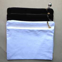 12oz black white cotton canvas makeup bag with gold silver zip and matching Colour lining blank cosmetic bags toiletry pouch282r