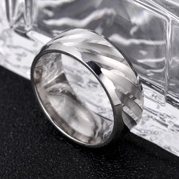 Wedding Rings 8mm Wide Stainless Steel Water Wave For Man And Women