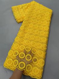 Fabric Yellow African Lace Fabric 2022 High Quality Tulle Lace Latest Cotton Swiss Voile Lace French Net Lace Fabric 5yards