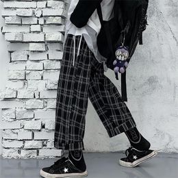 Women's Pants Women Grid Fashion Plaid Streetwear Wide Leg Jokers Chequered Casual Black Trousers