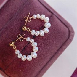 Stud Earrings Circle Pearl 2023 Ear 14K Gold Filled Silver 925 Simple For Women Girls Trendy