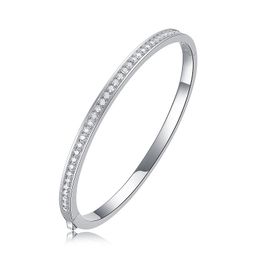 925 Sterling Silver Full Moissanite Bangle Bracelets For Women Plate 18K White Gold Diamond Bracelet Party Fine Jewellery