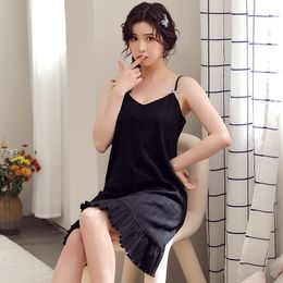 Sexy Pyjamas Big Size 5XL Female Cotton Nightgown Lady Sexy Spaghetti Strap Night Dress Women V-Neck Nighties Sleeveless Sleepwear Nightwear 230504