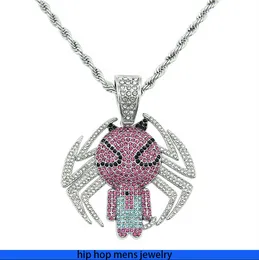hip hop necklace for mens gold chain iced out cuban chains Full diamond spider shaped pendant necklace for trendy men and women
