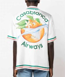 Casablanca 23ss Top Designer Shirt Silk Casual Orange Gradual Couple Hawaiian Beach Casual Versatile Fashion Trend Polos Shirt Casablanc
