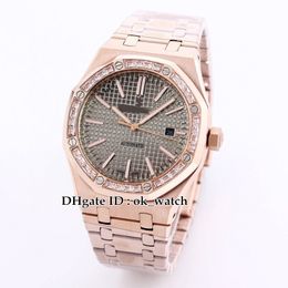 New 41mm Automatic Mens Watch 15400 Square Diamond Bezel Stainless Steel Bracelet Rose Gold Gents Popular Watches 8 Colours