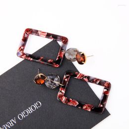 Dangle Earrings Acrylic Flower Pattern Drop Glass Square Dangles Geometric For Women Fashion Arrival Jewelry