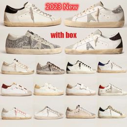 2023 Nuove scarpe casual Clienti Golden Super Gooseity Star Italia Sneakers di marca Super Star lusso Dirtys Sequin Bianco Do-old Dirty Designer Sneakers con scatola