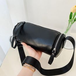 Evening Bags Luxury Designer Shoulder Bag For Women Genuine Leather Handbags Fashion Soft Crossbody Female Cylindrical Sac 2023