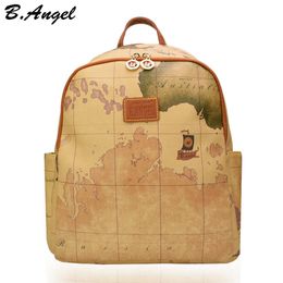 High quality world map backpack women retro leather backpack brand design school backpack fashion backpack HC-Z-66522788