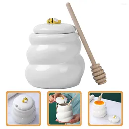 Dinnerware Sets Honey Pot Jars Syrup Jar Ceramic Dipper Dispenser Beehive Container Jam Canister Bottle Sugar Containers Wand Stick