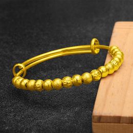 Bangle Simple Jewelry 18K Yellow Gold Filled Women Bead Bracelet Push Pull BangleBangle