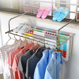 Organization Stainless Steel Adjustable Balcony Drying Shoe Rack Folding Window Diaper Drying Rack Laundry Clothes Dryer Towel Storage Rack