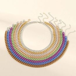 Trendy Colourful Paint Metal Chain Choker Necklaces For Women Statement Wide Chain Collar Neck Jewellery 2023 New Gift