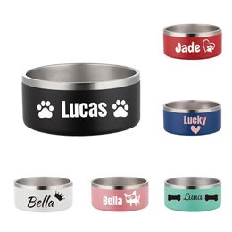 Feeding Personalised Dog cat Bowls with Name Stainless Steel pet Bowl for Large Small Dogs Food and Water Custom Names Feeding Bowl