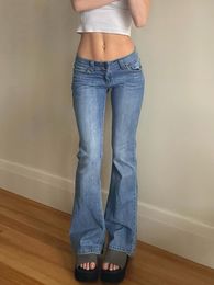 Women's Jeans 2023 Women Flared Low Waist Denim Pants Vintage Stretch 90s Streetwear Y2k Boot Cut Pant Elastic Skinny Mom Trousers 230428