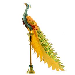 Blocks Piececool 3D Metal Puzzle Colorful Peacock Model Building Kits DIY Jigsaw Toy For Adults Children 230504