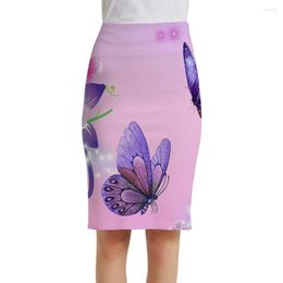 Skirts KYKU Butterfly Women Flower Elegant Funny Office 3d Skirt Ladies Womens Summer Casual Party