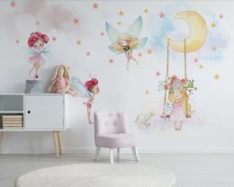 Wallpapers Nordic Modern Cartoon Cute Elf Girl 3d Wallpaper Mural Papel De Parede Living Room TV Sofa Wall Kids'room Papers Home Decor