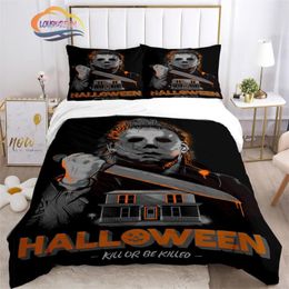 Bedding Sets Cartoon Michael-Myers Set Horror Movie Character Printed For Bedroom Home Pillowcases Cover Halloween Decor