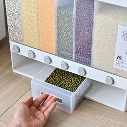 Organisation Kitchen Legumes Dispenser Wall Mounted Home Sealed Rice Storage Box Rice Cereal Storage Container Sealed Tanks
