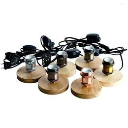 Lamp Holders TIANFAN Vintage Table Edison Bulb Base E27 Bronze With 1.8M Flat EU Plug Cable Dimmer Switch Desk