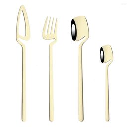 Flatware Sets Champagne Gold Tableware Cutlery Set Stainless Steel Dinnerware Knives Forks Coffee Spoon Kitchen Silverware