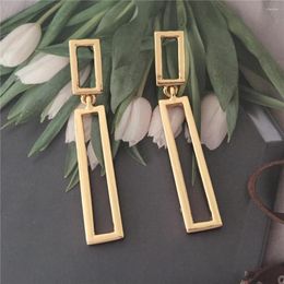 Dangle Earrings Gold Colour Plating Geometric Square Linked Drop For Women Girl Bohemia Casual Chic Modern Office Jewellery Accessory