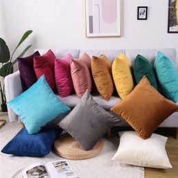 Pillow 45x45cm Solid Color Luxury Velvet Throw Case Sofa Car Seat/Back Lumbar Cover Home Decor Bed Soft Pillowcase