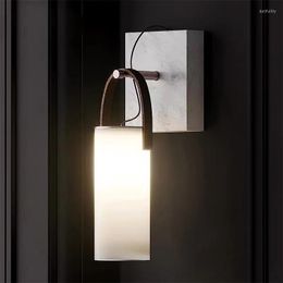 Wall Lamps Nordic Design Marble Sconce Lamp For Living Room Bedroom Kitchen Modern Glass Shade Flush Mount Light Fixture