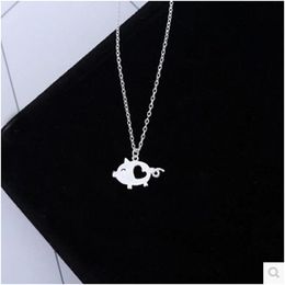 Pendant Necklaces Daisies 925 Sterling Silver Hollow Heart Pig Necklace Cute Animal Pet Jewellery Gift For Protector Lover ZodiacPendant