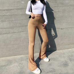 Women's Pants Capris Women Sexy High Waist Flare Leggings Solid Trousers Sexy Bodycon Trousers Fashion Club Pants Casual Elasticity Bell Bottom Pant 230503