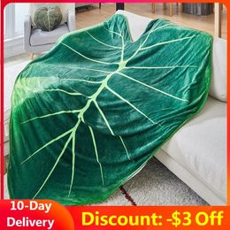 Blanket Super Soft Giant Leaf for Bed Sofa Gloriosum Plant Home Decor Throws Warm Towel Cobertor Christmas Gift 230503