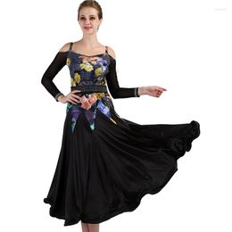 Stage Wear Print Standard Ballroom Dress Dance Dresses Fringe Flamenco Rumba Costume Waltz