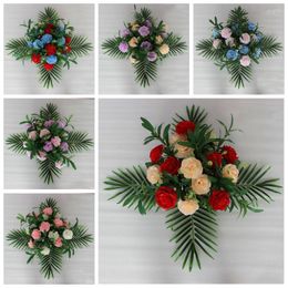 Decorative Flowers 2pcs/lot Sen Style DIY Wedding Stage Decor Artificial Table Silk Rose Peony Plant Mixed Design Flower Display Products