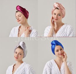 Super Absorbent Anti-Frizz Instant Dry Double Cloth Microfiber Satin Hair Turban Drying Easy Twist Towel df125