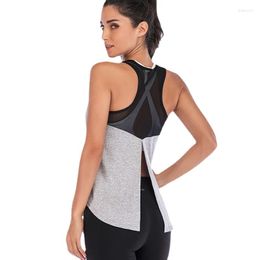 Active Shirts Backless Yoga Shirt Tops For Women Split Breathable Quick Dry Workout Crop Top Sport