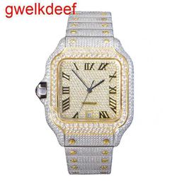 Wristwatches Luxury Custom Bling Iced Out Watches White Gold Plated Moiss anite Diamond Watchess 5A high quality replication Mechanical UKVT 0LBC