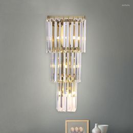 Wall Lamps Stainless Steel Long Modern Crystal Led Light Bedroom Night Sconces Interior Lighting Bathroom Decor