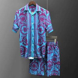 Mens Casual Shirts Camisa havaiana do vintage Hip Hop Arte Padro Impresso Impresso Praia Camisa Homens Curtos Vero Casual Manga Curta Set Boto Camisa Para J230503