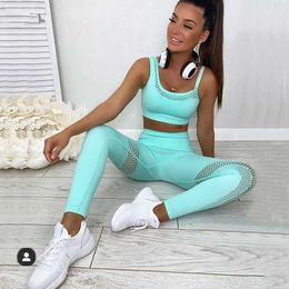 Yoga Outfit 2021 Seamless Yoga Set Women Gym Sportswear Outfit Yoga Pant Leggings Pad One Shoulder Sports Bra 2 Pcs Workout Cloth Tracksuit P230504