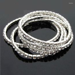 Charm Bracelets Shiny Rhinestone Stretch Bracelet Silver Stackable Bangle Crystal Tennis Jewelry For Women Wedding Dating