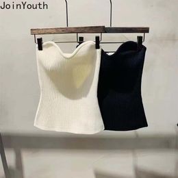 Camisoles Tanks Edgy Clothes Y2K Fashion Knitted Vest for Women Sexy Crop Tops Korean Tunic Sleeveless Camis Backless Tube Top Ropa Mujer 230503