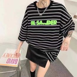 Women's T-Shirt 2022SS New Black Striped Letter T-Shirt Men Women Foam Print Cotton Casual Tops Ins Fashion lDER Oversize Tees Y23