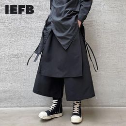 Pants IEFB Men's Causal Pants Irregular Personality Bandage Loose Wide Leg Ankle Length Pants Causal Japanese Style Trousers 9Y6697