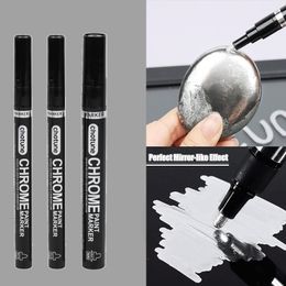 Markers 1Pcs Chrome Mirror Silver Liquid Pen for Cards Posters Rock Mugs Ceramic Glass Metallic Craftwork Paint 230503